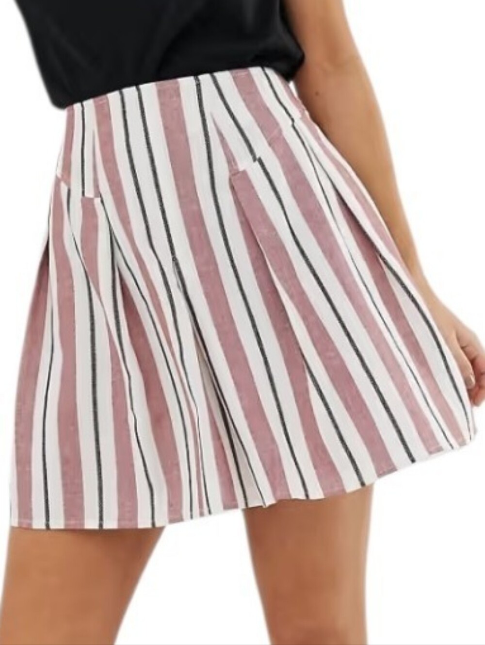ASOS DESIGN Striped Mini Skirt Featuring Inverted Box Pleats